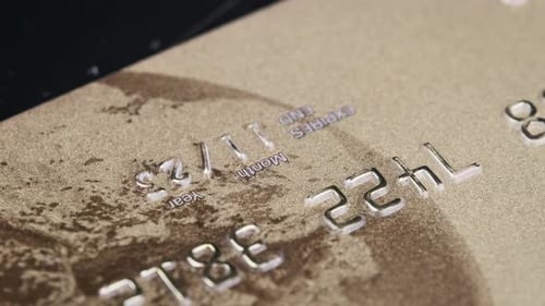 The Credit Card Rotates Close Up