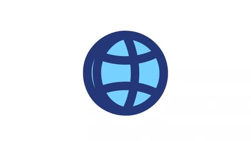 Flat Design Animated Globe Icon Rotation
