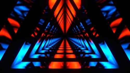 Blue And Orange Moving Triangle Neon Source Background Vj Loop In 4K