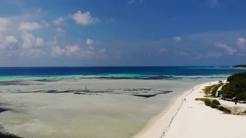 Deserted Sandy Beach On The Maldives. Island In The Ocean. Indian Ocean Aerial