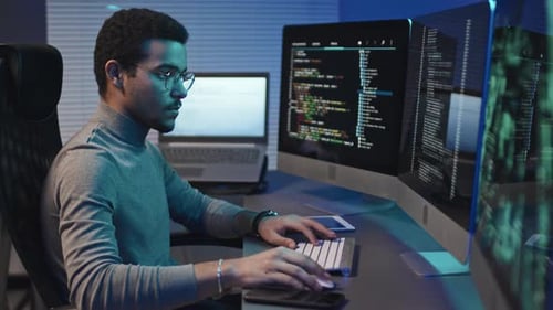 Developer Working with Codes on Computer