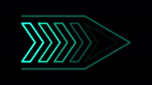 Glowing Cyan Neon Arrow Animated Element