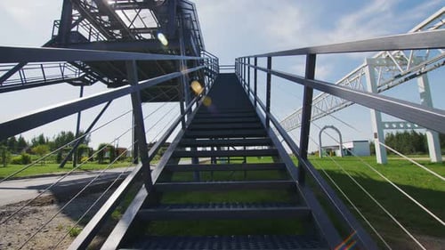 Metal Steps at Testing Overpass Station for String Transport
