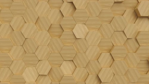 Abstract Moving Wooden Hexagonal Structure Bee Hive Grid Blocks 3d Render Animation Loop