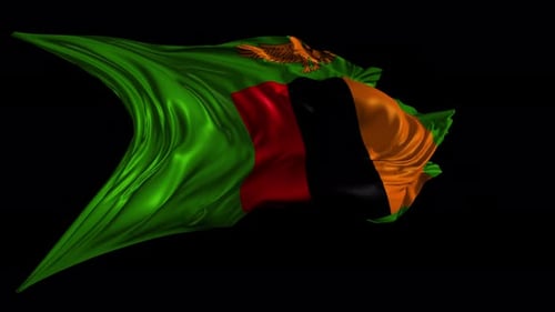 Realistic Waving Zambia National Flag Animation