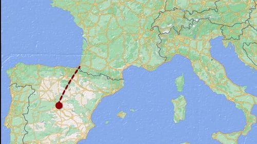 Animated Travel Route on Europe Map with Pinpoint