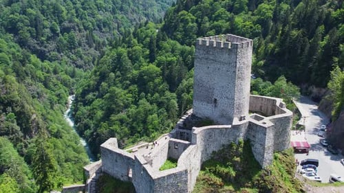 Aerial View Of Zilkale Castle Among The Forested Area With Trees 2