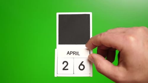 Hand Flips April 26th Block Calendar on Green
