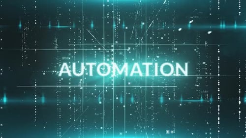 Futuristic Automation Text Reveal on Digital Grid Background