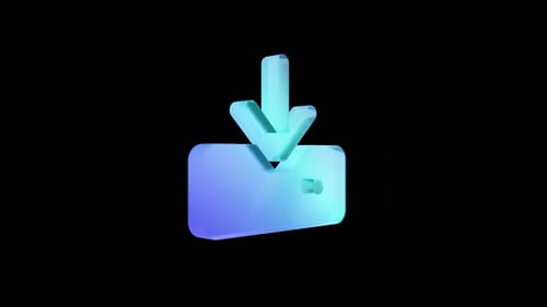 Icône rotative en verre irisé de la boîte de réception