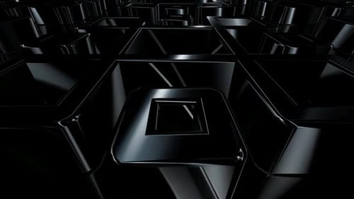 Luxury Business Background with Rotating Black Shapes, Reflection, 3D Render, Figures, Exclusive