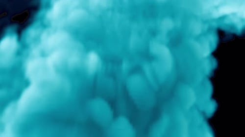 Volumetric Teal Fluid Smoke Burst Reveal Animation