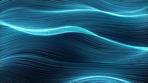 Luminous particles and neon curve background, 3d rendering.