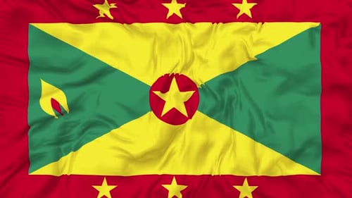 Grenada National Flag Waving in Realistic Fabric Animation