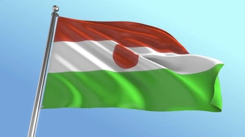 Niger National Flag Waving in Blue Sky Loop