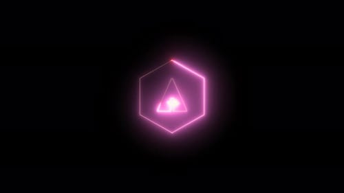 Neon glowing logo icon animation , polygon glow animated . Vd1717