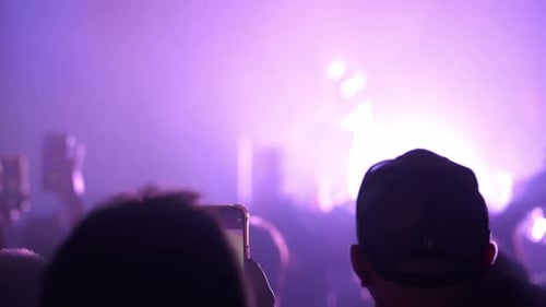 Crowd Watching Live Music Concert Performance at Night