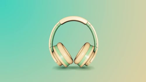 3D Animated Headphones Rotating on Gradient Background