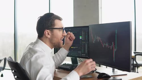 Trader Celebrating Successful Day at the Stock Market