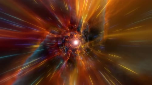 4K Colorful Fantasy Science Fiction Energy Streamer Tunnel Shuttle