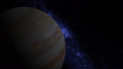 Rotating Gas Giant Planet in Deep Space with Nebula