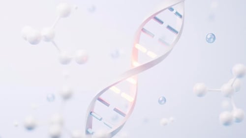 Rotating 3D DNA Helix Structure with Molecular Background