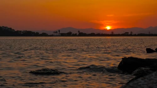 Peaceful Island Silhouette Against Dusk