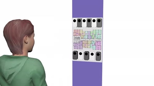 3D Person Interacting with Modern Smart Home Security Display