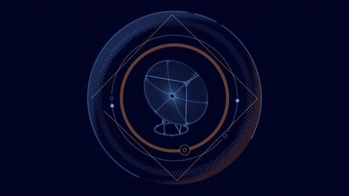 Animation de l'élément HUD d'une antenne parabolique virtuelle 3D