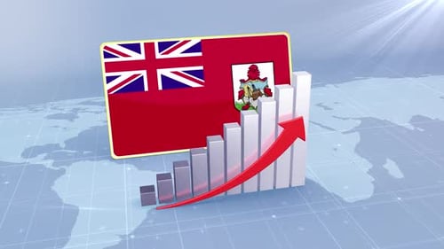 Drapeau des Bermudes avec graphique à barres croissant et flèche rouge