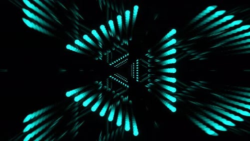 Panneau Lumineux Électronique Au Néon Turquoise Dans Le Fond Du Tunnel Infini, Boucle Vj, En 4K
