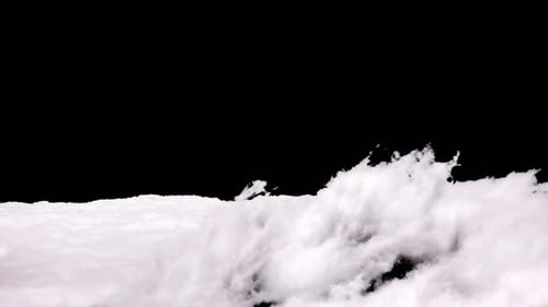 White clouds moving view from above with black background
