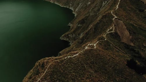 Stunning drone view of a lake surrounded by mountains