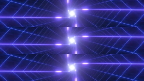 Retro Neon Grid Tunnel Loop Background