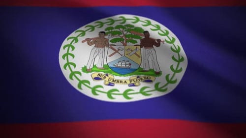 Belize National Flag Waving in Realistic Slow Motion