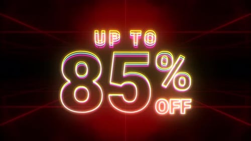Glowing Neon Text Up To 85 Percent Off Sales Promotion