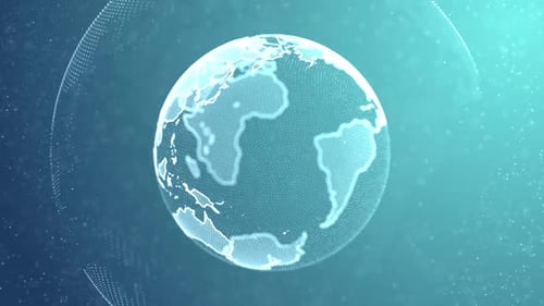 3D Blue Digital Earth Rotating Network Alpha Channel