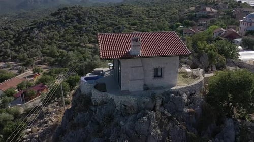 Aerial video of small cabins on Mount Lee Kekova
