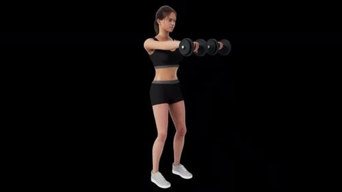 3D Woman Performing Dumbbell Front Raises Exercise Animation