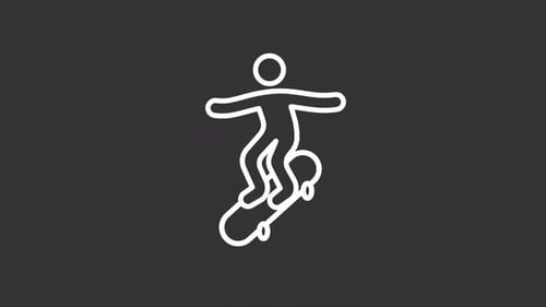 Skateboarding white line animation
