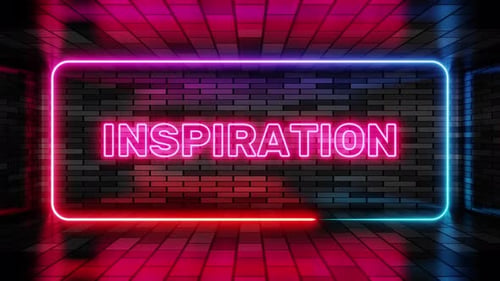 Vibrant Neon Text Reveal with Glowing Rectangular Frame on Brick Wall