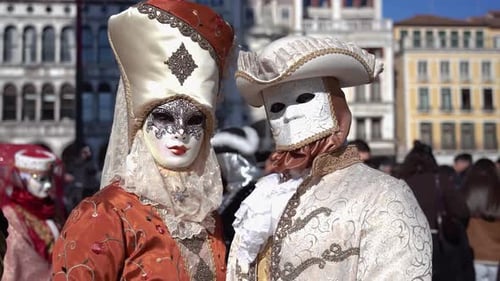 Carnival of Venice: Costumed Figures in Saint Mark's Square