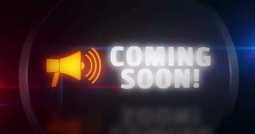 Coming Soon Message with Glowing Megaphone Reveal