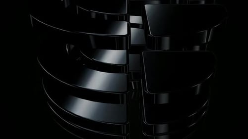 Hintergrund mit Stapeln schwarzer Formen, Reflexion, exklusiv, 3D-Render, Figuren