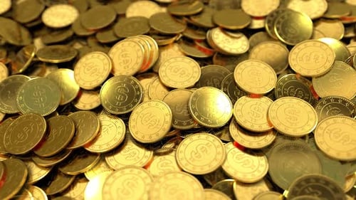 Animated Golden Dollar Coins Pile Seamless Loop Background