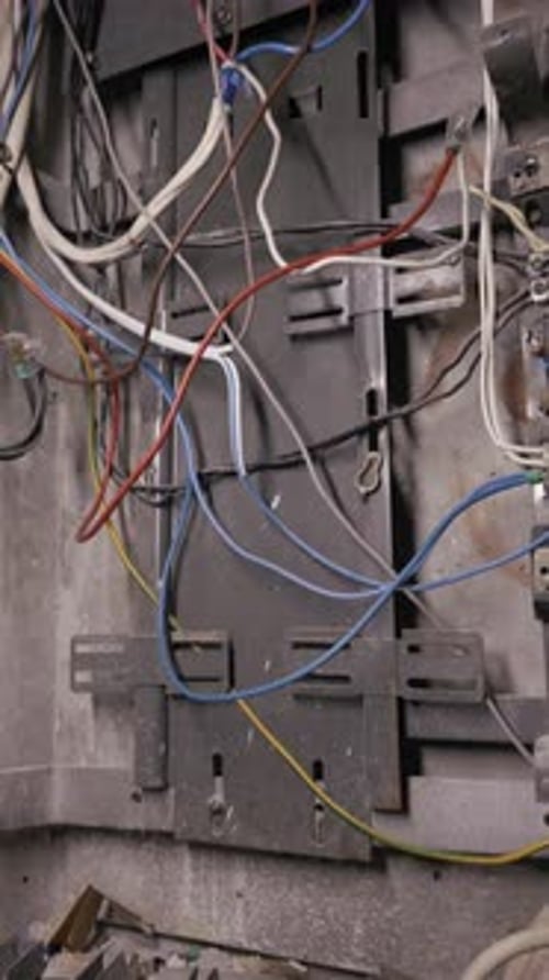 Electrical wiring of an appliance interior, close up