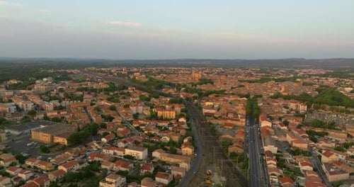 Aerial View of the Old Town of Narbonne in France on a Sunny Afternoon in Summer