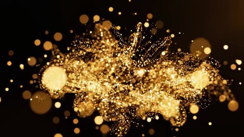 Goldene Partikel fließen