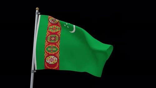 Realistic Waving Turkmenistan Flag Animation