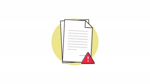 4k Document Paper with Danger Icon. Risky Document Concept Animation Video